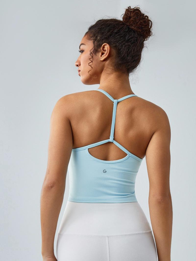 GLOWMODE FeatherFit T-Neck Racerback Tank Top Light Support Low Impact Yoga Studio Summer TikTokShopBlackFriday