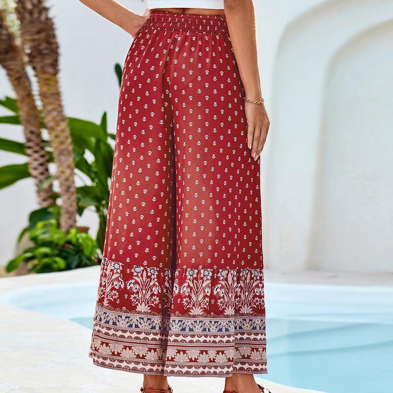 Grace Karin Women Elastic Waist Flared Pants Casual Full Length Bell-Bottoms