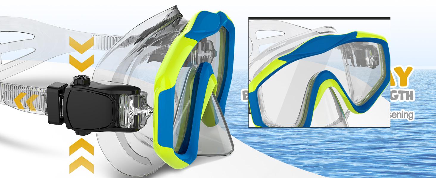 Rantizon Kids Swim Goggles Snorkel Diving Mask with Nose Cover, Anti-Fog Anti-Shattered UV Protection, No-Leak Design for Ages 3-15, Comfortable Fit Outdoorfun