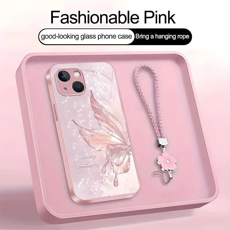 Suitable for [iPhone 14 Plus] high-end women's phone case, featuring a beautiful and elegant butterfly pattern, shockproof and fingerprint-resistant, available in multiple colors YM99