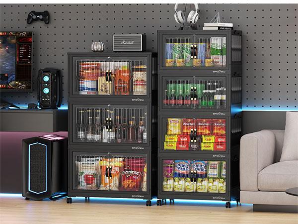 Broview V8 180Qt/240Qt/300Qt Stackable Storage Bins with Lid, Each 60Qt Stackable Storage Bin with Lid, Closet Organizer and Storage Drawer, Collapsible Storage Box with Wheels, Plastic Clothes Storage Cabinet Containers for Home Organization