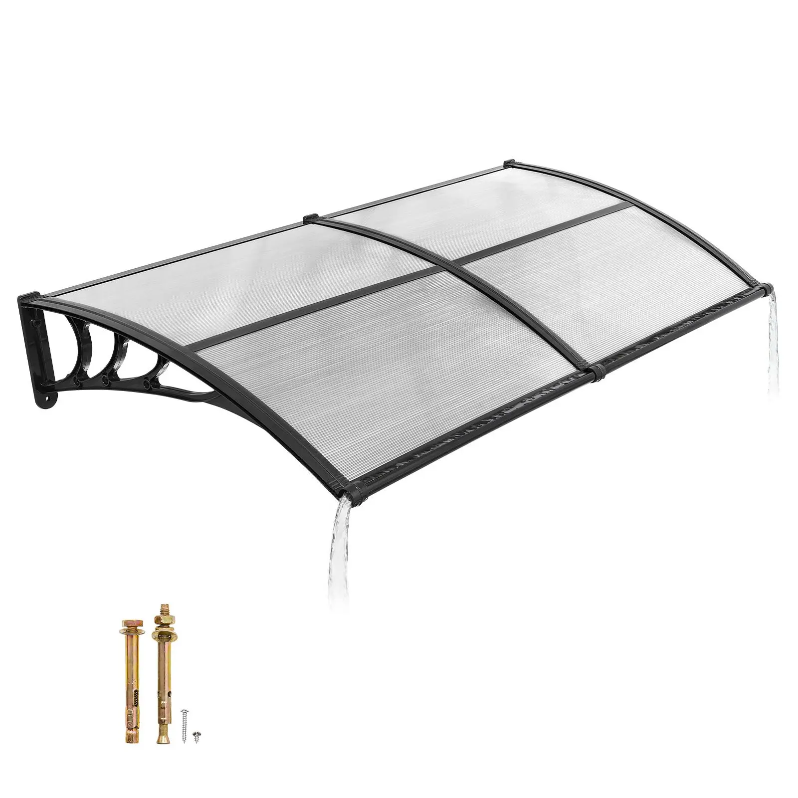 【SummerFinds】VEVOR Awnings for Door Entrance, 38 x 78 in, Exterior Front Door Window Awnings with Drainage & ABS Bracket, Rain Snow Sun Protection, Overhang Polycarbonate Door Canopy for Porch Patio, Clear