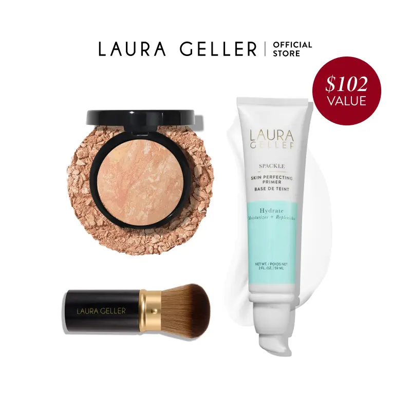 Laura Geller Makeup Made Simple Kit (3PC) - Includes Makeup Brush, Foundation, and Primer