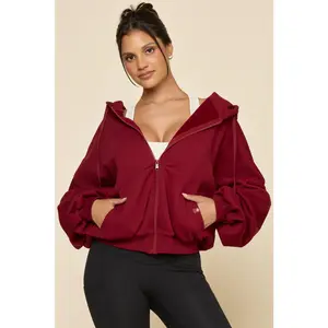 Zip Cloud Hoodie - Crimson