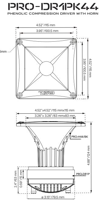 1" Driver Horn Kit 120 Watts 1" Phenolic 8-Ohm Vc (PRO-DR1P +PRO-H44/BK)