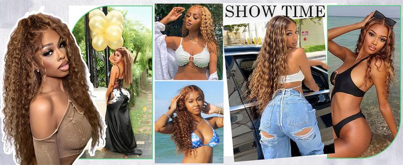 Highlight Ombre Lace Front Wig Human Hair 13x6 HD Honey Blonde 4/27 Deep Wave Lace Frontal Wigs Glueless Wigs Human Hair
