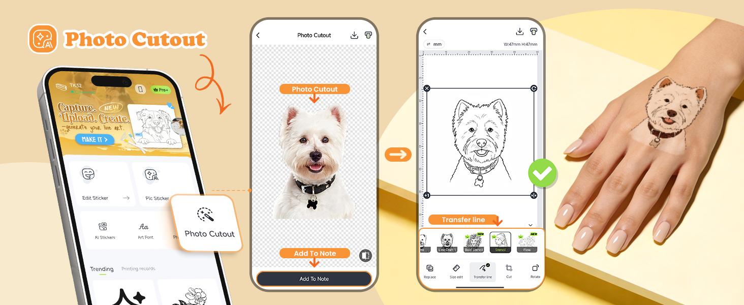 Phomemo DIY Temporary Tattoo Maker, TK32 Tattoo Maker for Kids & Adults, Create Custom Tattoos with AI Voice & Text Design, DIY Tattoo Sticker Kit with 50 Papers & 8 Markers, Perfect for Parties, Events & Gifts, Black