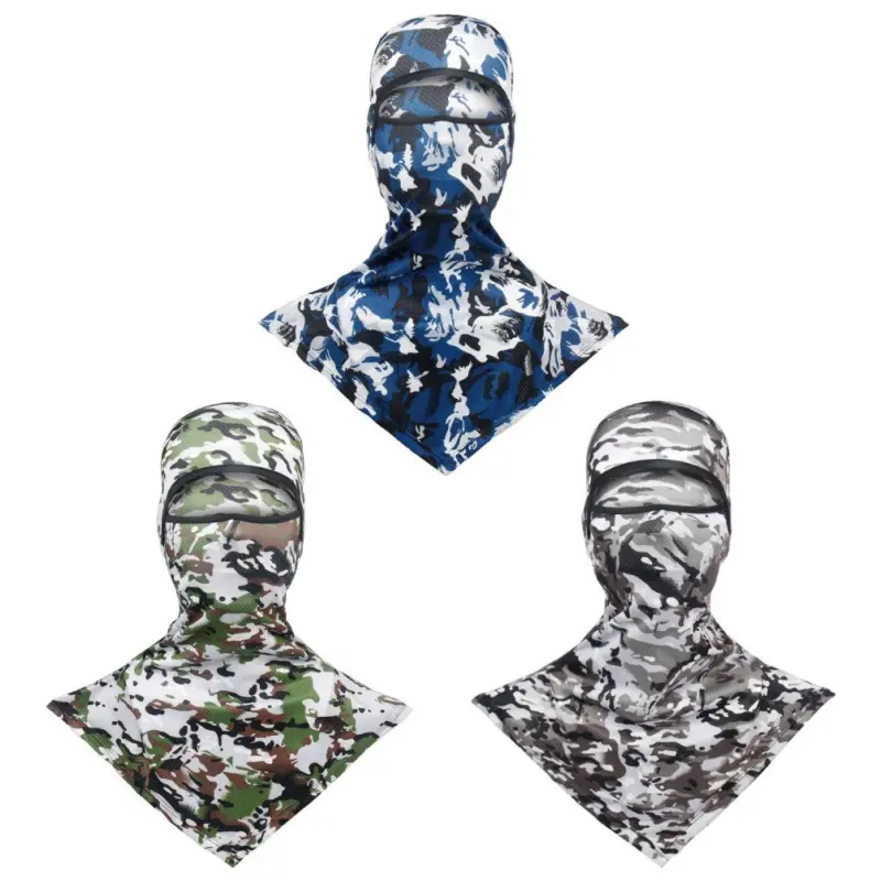 3pcs Camouflage Balaclava Face Mask Set, Breathable UV Protection Neck Gaiter Sun Shield, Motorcycle Outdoor Cycling Work Protective Gear for Men, Camouflage Set