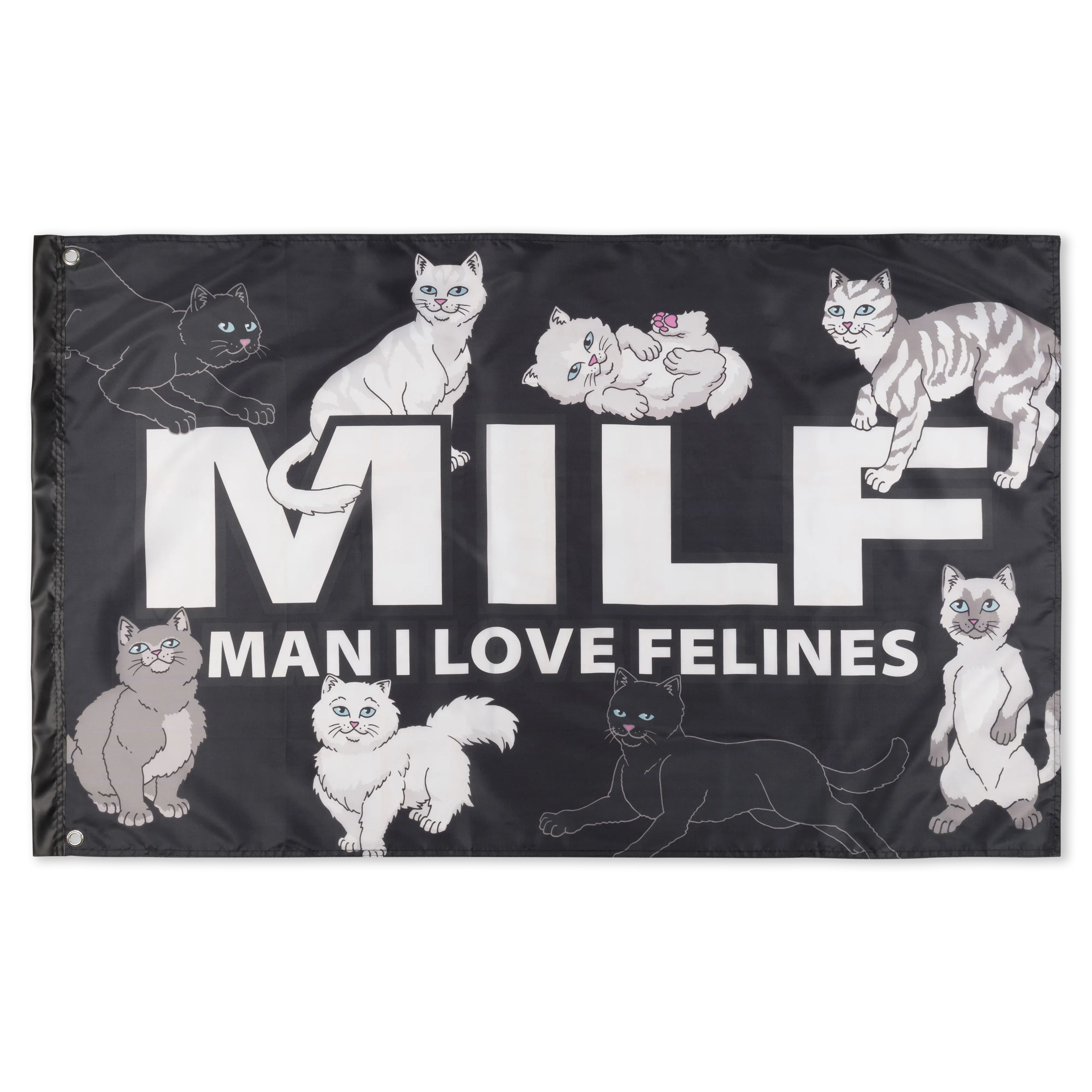 "Man I Love Felines" Black Wall Decor Flag - Room Decor Banner for Home & Festive Party Backdrop Supplies, Wall Decor Flags