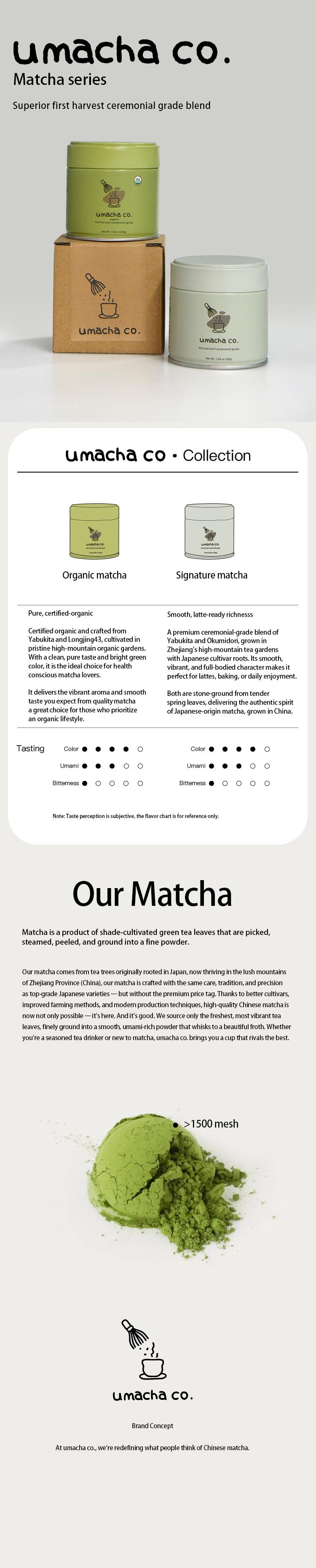 Umacha Co. Organic First Harvest Ceremonial Matcha 30g USDA Certified Ceremonial Grade Green Tea Powder Beverage