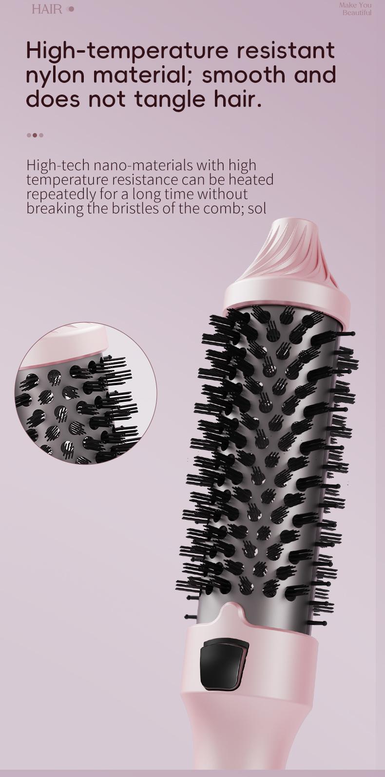 1.5” Ionic Heated Thermal Brush, 11 Temp Settings (110–210°C) – Pink