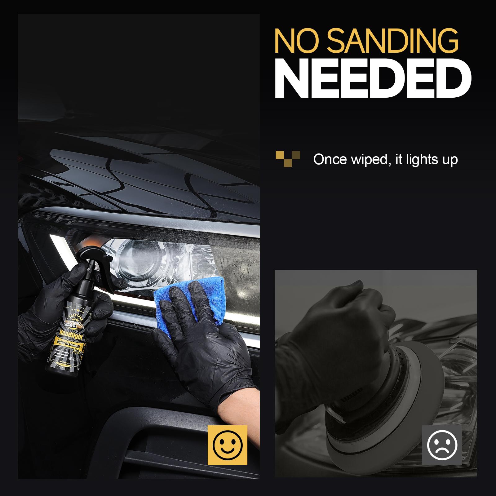 Toretark Valentine's Day Gift For Men, No-Sand Car Headlight Restoration Kit (100ML Cleaning Solution + 20ML Crystal Coating), Christmas Gifts，Repairs Oxidized And Yellowed Headlights, Crystal Clear Coating