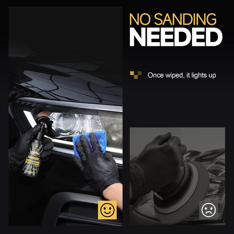 Toretark Valentine's Day Gift For Men, No-Sand Car Headlight Restoration Kit (100ML Cleaning Solution + 20ML Crystal Coating), Christmas Gifts，Repairs Oxidized And Yellowed Headlights, Crystal Clear Coating
