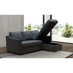 Klaussner Merax Fabric L-Shape Full Sleeper Sectional Sofa with Reversible Storage Chaise