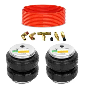 TORQUE 2 Pack Universal Air Spring Airbag Air Bag Replacement 1/2" NPT Single Port Double Bellow Standard 2600 lbs with Air Line (7500 (Double Convoluted), 2 Pack)
