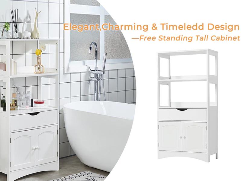 Sikaic Multifunctional Storage Cabinet with Microwave Space Drawer Kitchen Cupboard Apartment Furniture