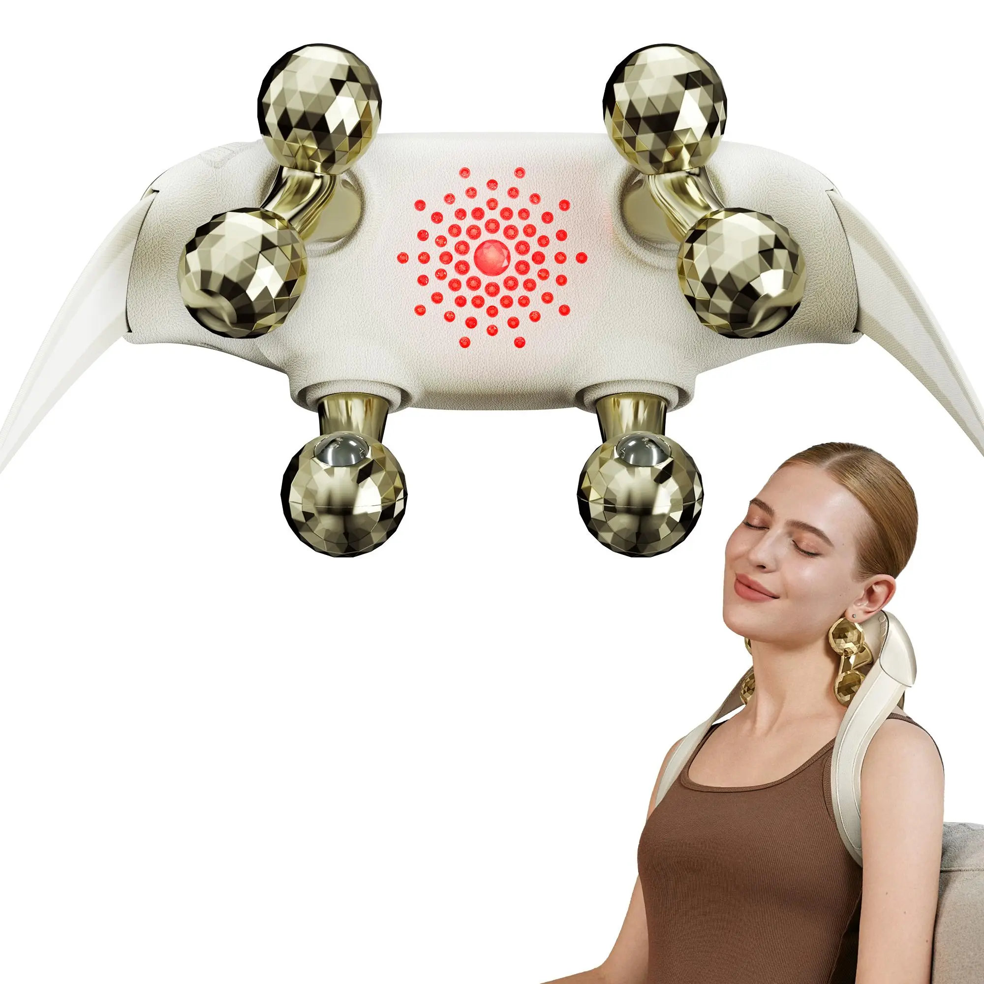 SKG Neck Massager with Heat (HSA/FSA Eligble) Deep Tissue Shiatsu, Cordless & Portable, Pain Relief for Neck & Shoulders