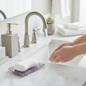 Purple Soap Rack,Crystal Glow Resin Soap Holder, Amethyst Soap Dish, Durable Bathroom Organizer, Elegant Home Decor