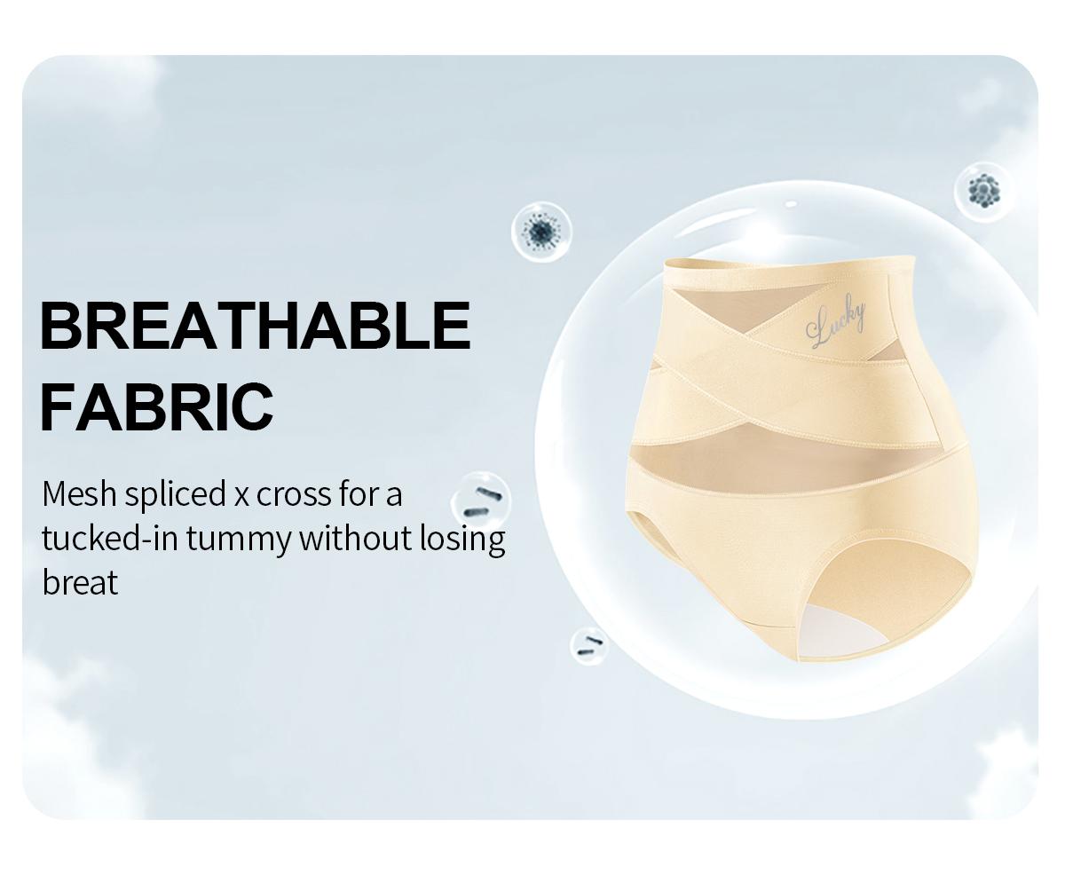 Lucky Brand 5pcs High Waist Letter Print Briefs Supportive Criss Cross Panties Lightweight Breathable Comfort Fit Flattering Everyday Underwear for All Seasons Women's Minimalist Seamless High Stretch