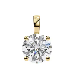 3 Carat Charming 4 Prong Round  Lab Diamond Pendant