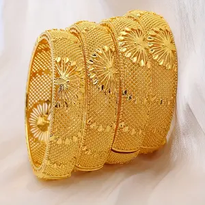 24K Elegant Gold Plated Open Bangle Bracelet Set,Classic Vintage Style,Jewellery Accessories,Perfect for Daily Wear,Special Occasions,All Season Fashion Jewelry bracelet stack bracelets for women,valentines gifts for gf