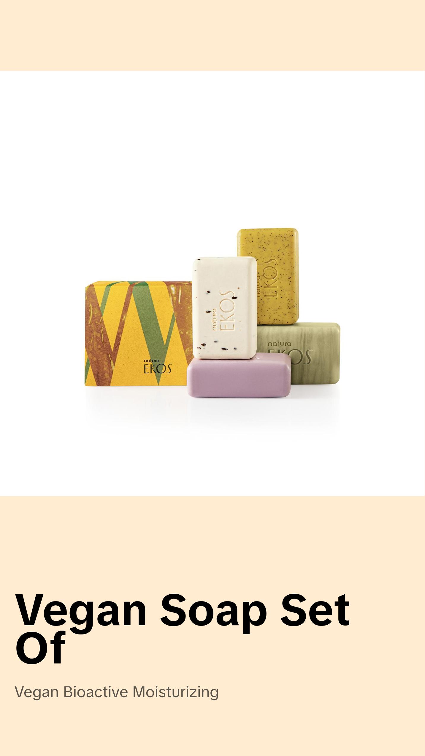 Natura Exfoliating Bar Soap Set of 4, Vegan Hydrating Brazil Nut, Andiroba, Açaí & Passion Fruit Soaps