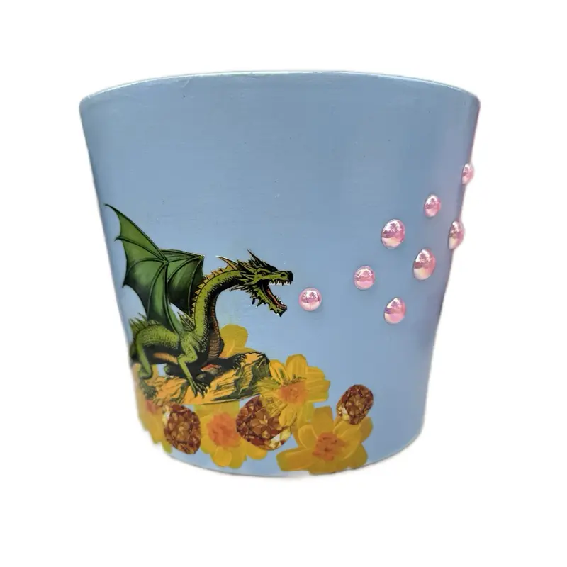 Terracotta Pot - 5.5 Inch Hand Painted Flower Pot with Colorful Design, Ideal for Indoor Use, Versatile for Plants home garden planting