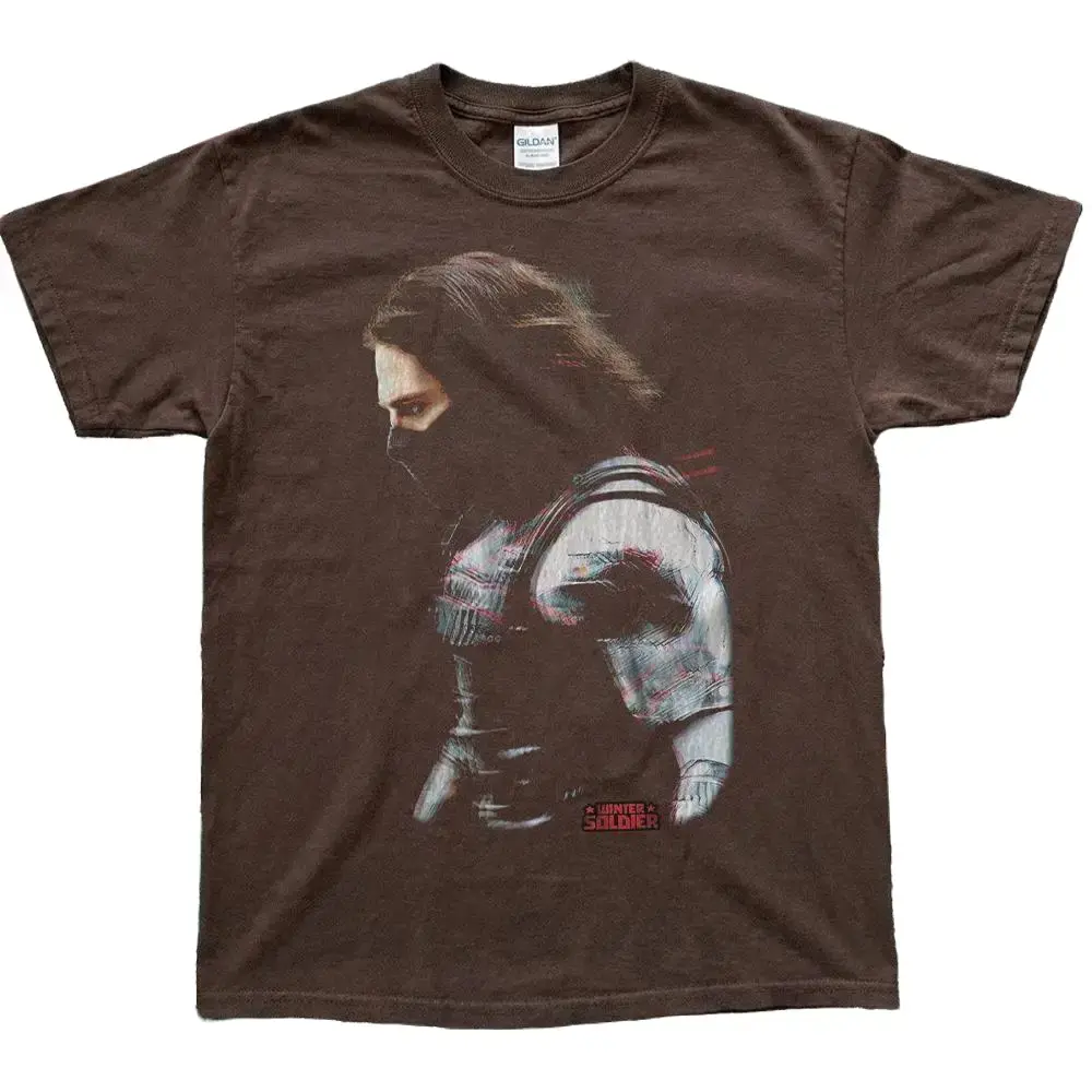 Vintage Style Bucky Barnes Hands Brown Cotton Streetwear T-shirt, Nature Y2k Streetwear Top, 2000s Cute Gift for Mens Clothing & Women's Clothes