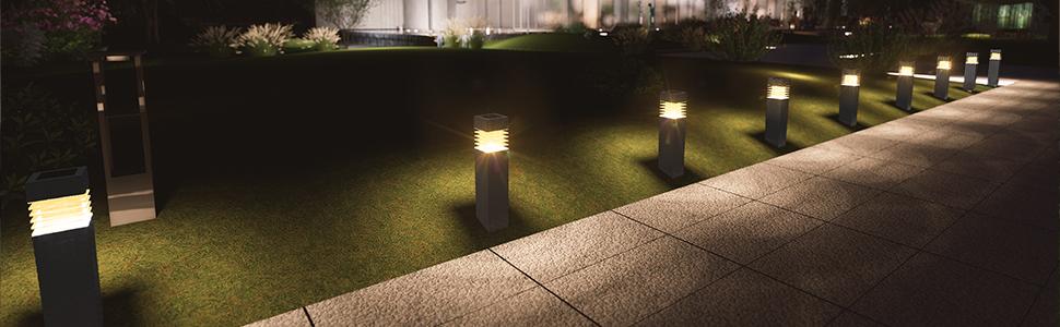 FLACCHI Solar Landscape Lights Outdoor 6 Pack Weather Resistant ABS Material IPX5 Waterproof Pathway Lights for Lawn Yard Decor Auto On Sensor