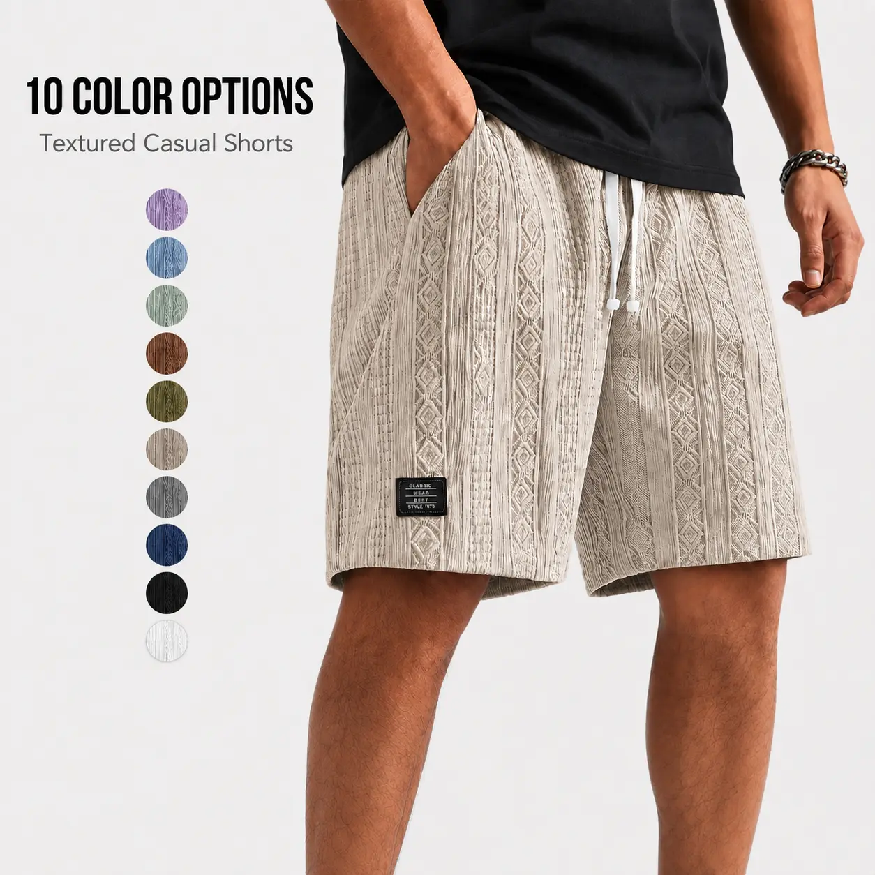 cquard Casual Shorts, Relaxed Fit Drawstring Elastic Waist Shorts with Pockets, Trendy Summer Streetwear Beach Vacation Lounge Everyday Wear Bottoms Polyester