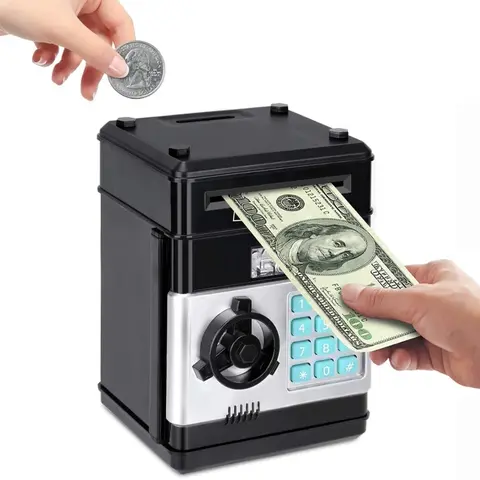 High-Capacity Digital Piggy Bank for Kids - Electronic Mini ATM with Password Code Lock, Automatic Paper Money Scroll, Plastic, 600 Pieces of Coins & 100 Pieces of Paper Money Capacity, Light Indoor Recreation Equipment (Birthday & Holiday Gift)