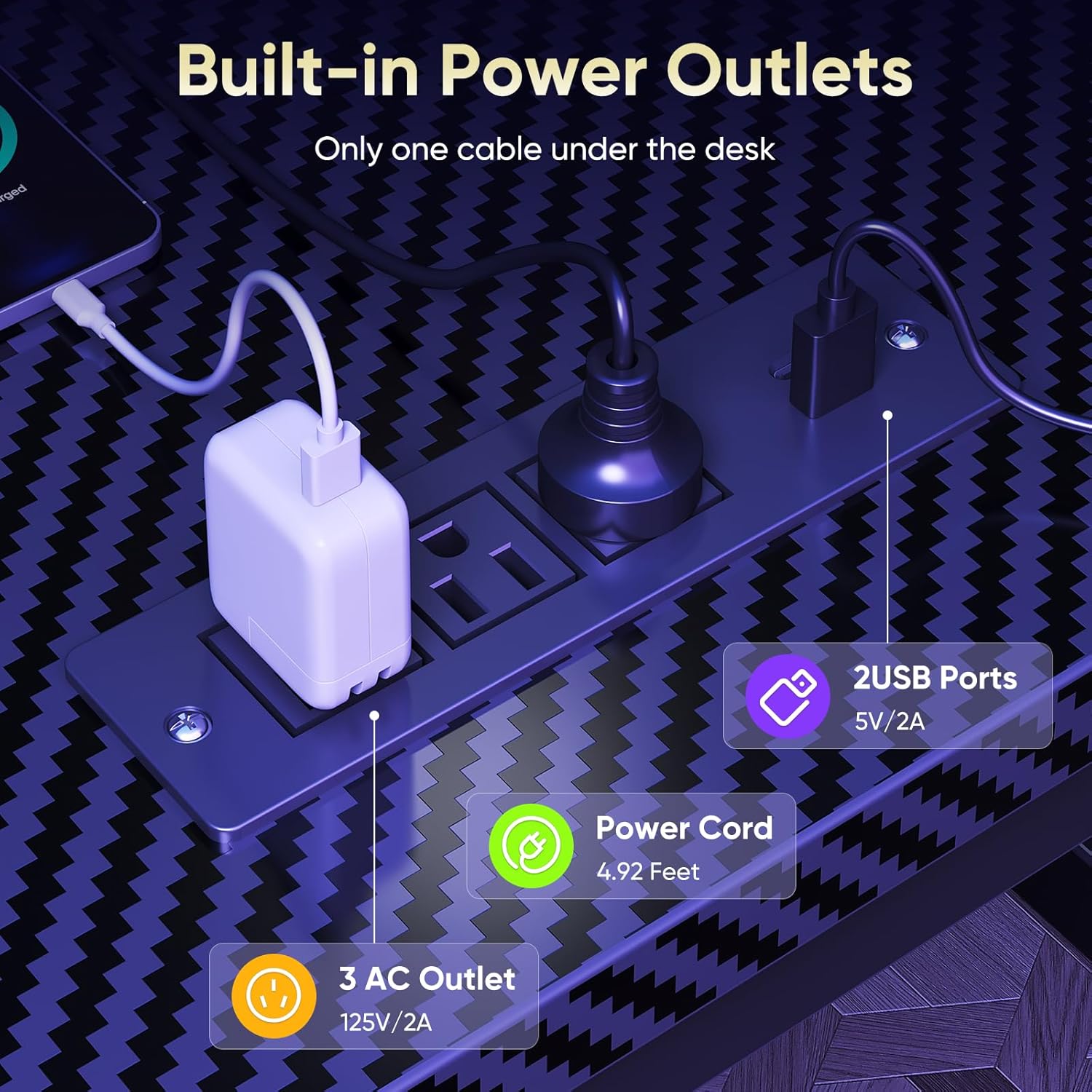 L Shaped Computer Desk with Power Outlets & USB Ports, 40"/48" Reversible Corner Desk with LED Lights, Storage Shelves & Monitor Stand for Home Office & Study, Black / White L Shaped Computer Desk with Power Outlets & USB Ports, 40"/48" Reversible Corner Desk with LED Lights, Storage Shelves & Monitor Stand for Home Office & Study, Black / White