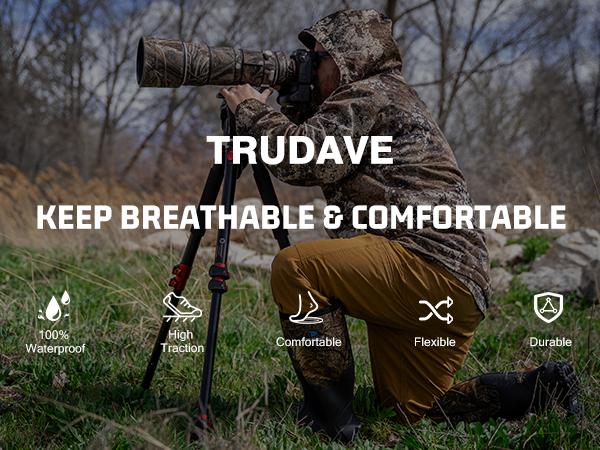 Trudave Rubber Boots for Men, Waterproof Work Rain Boots with Steel Shank, 6mm Neoprene Anti-slip Mud Boots Comfortable Industrial Shoe Reed Grass