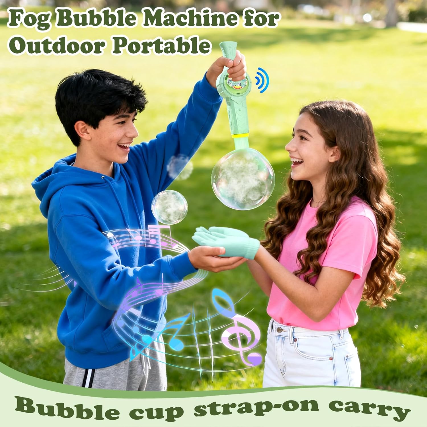 Fog Bubble Machine, Rechargeable Automatic Electric Smoke Bubble Machine, Magic Smoke Bubble Maker, Colorful Lights & Music, Bubble Fog Game for Parties, Beaches, Summer