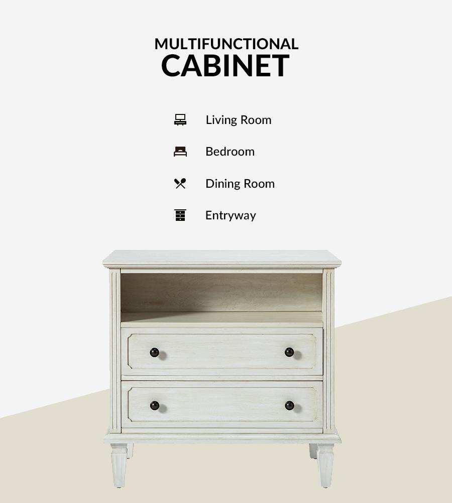 Hulala Galatea 2 - Drawer Solid Wood End Table with Two Drawers, Solid Wood Legs, Wire Management, Unique Handles, Vintage Design, Bedside Hulala Galatea 2 - Drawer Solid Wood End Table with Two Drawers, Solid Wood Legs, Wire Management, Unique Handles, Vintage Design, Bedside