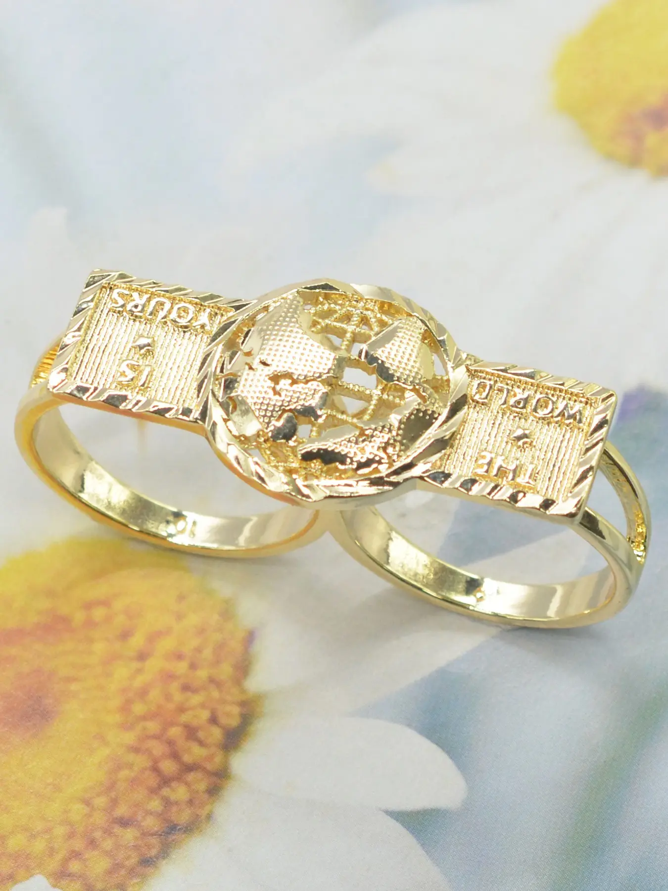 Fashion Geometric Hollow Out Carved Map Vintage Interlocking Ring, Geometric Design Ring, Fashion Stackable Rings, Unisex Couple Daily Wear Jewelry Gift, Statement Ring, Stacking Ring
