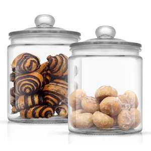 Round Glass Cookie Jar with Airtight Lids
