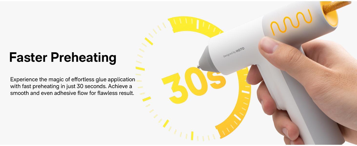 HOTO Electric Hot Glue Gun - 30s Preheat, Wireless/Wired Dual Mode, Anti-Drip for Home & Craft Projects Cordless