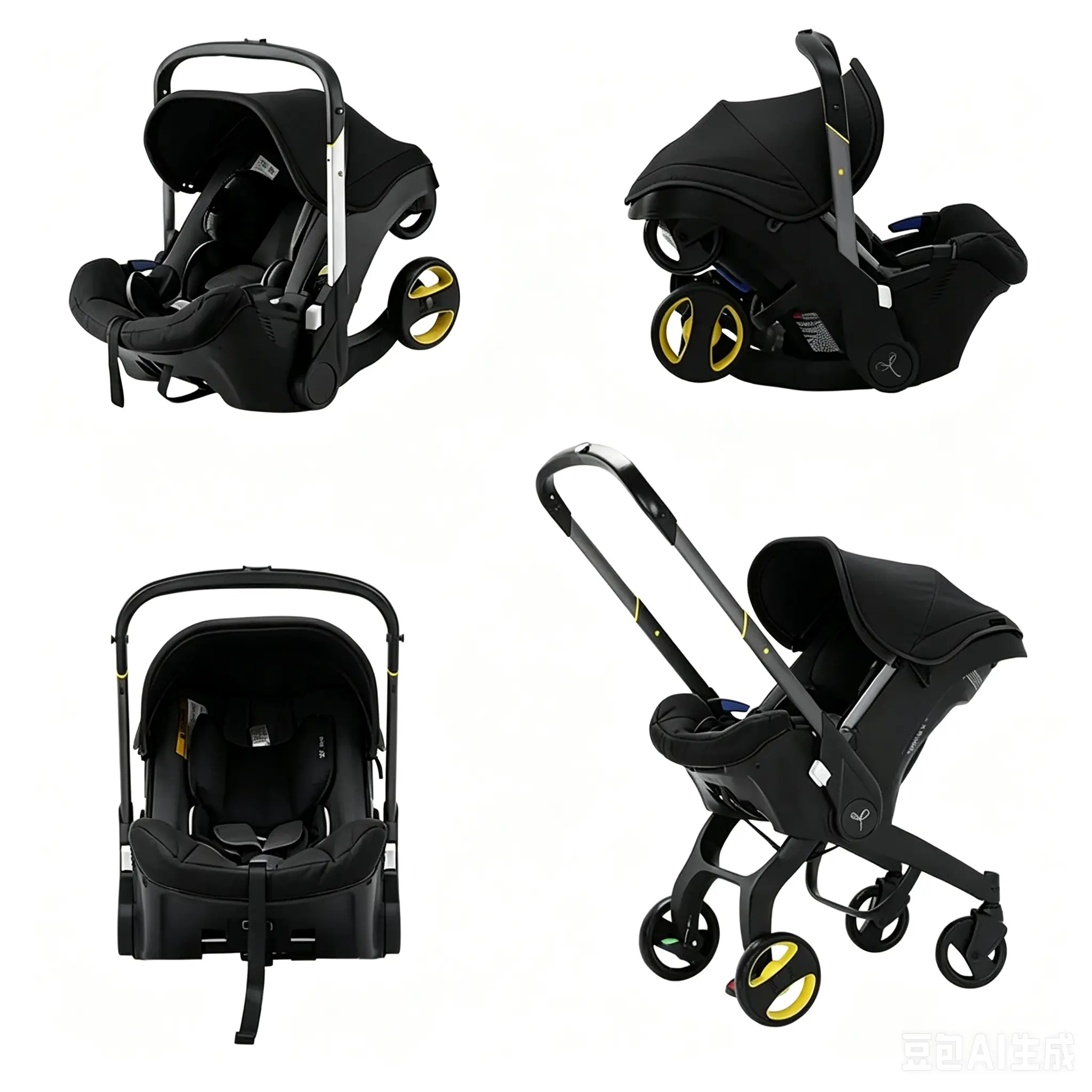 Portable Foldable Stroller Travel System - Newborn-Infant Convertible Seat with 1-Second Conversion, Trolley Buggy Carriage (No Latch Base or Chest Clip)