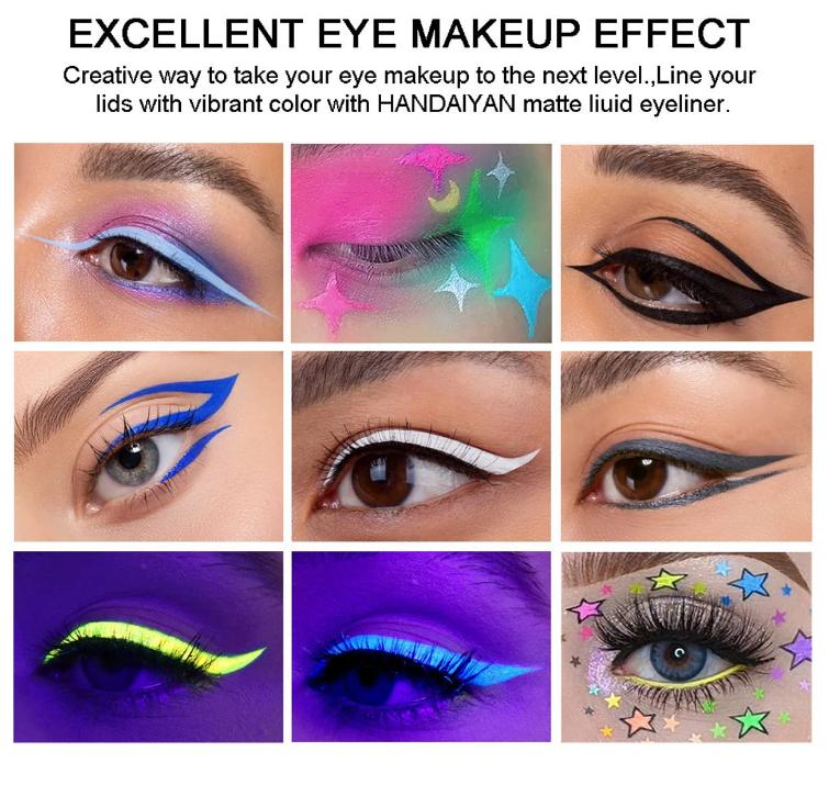 BestLand  Matte Liquid Eyeliner Set Colorful UV Neon Eyeliner Pencil Pigmented Waterproof Smudgeproof Long Lasting Eye Liner Xmas Christmas Festival Makeup Gift Kit for Women (Set C)