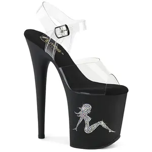 Pleaser 808TGRS Women's Classy High Heels Platform Sandals - Ankle Strap Wedge Footwear for Special Occasions