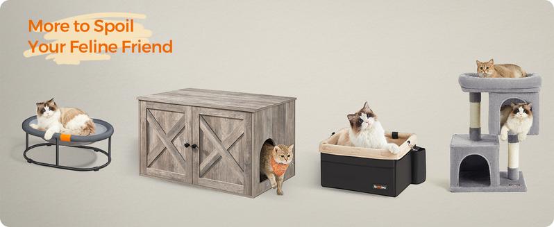 Feandrea Pet Bed, Cat Hammock, Elevated Cat Bed for Multiple Cats, with Removable Washable Mesh, for Pets up to 28 lb, Oval, Gray UPCB002G01