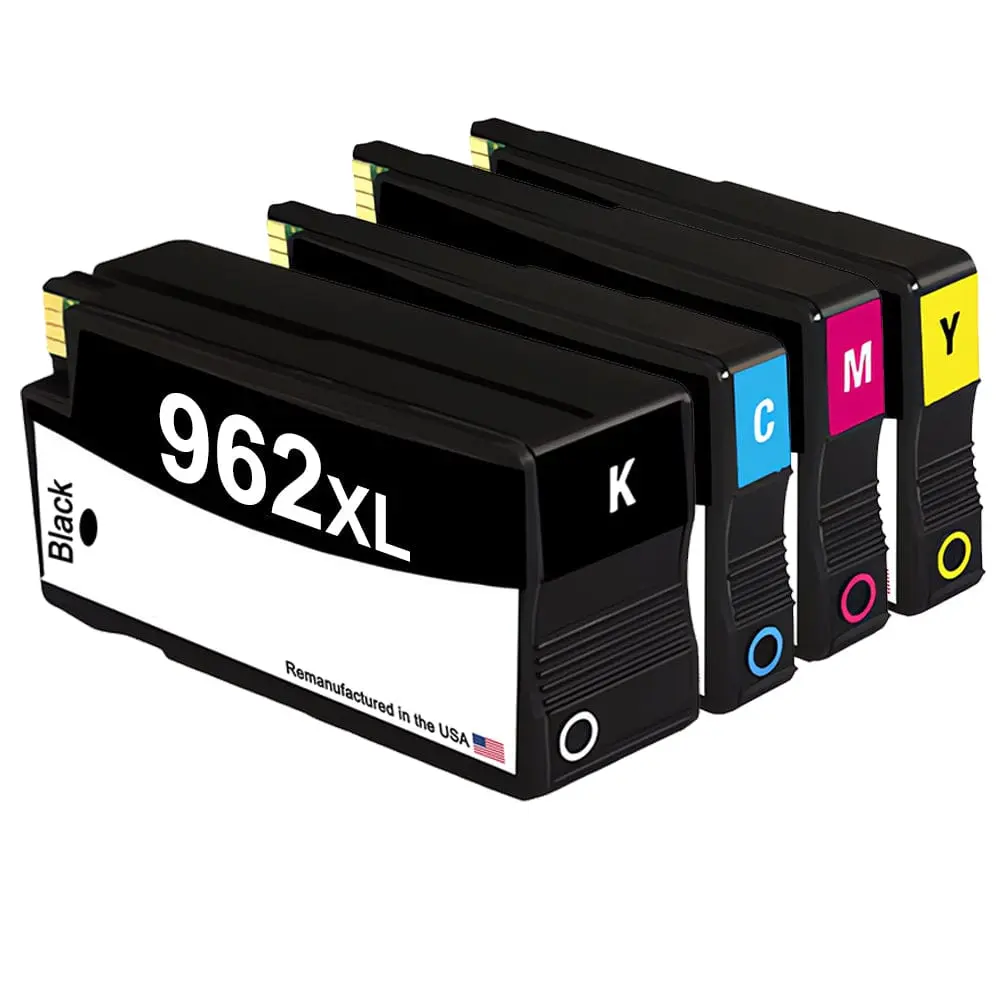 U.S. Remanufactured for HP 962XL Black and 3 Color Ink Cartridge Combo Pack OEM Chip
