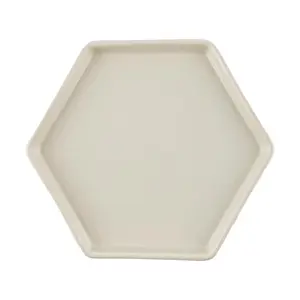 SSUEIM Mariebel Korean Ceramic Hexagon Plate 185mm - Oatmeal Dessert Cake Snack Dish
