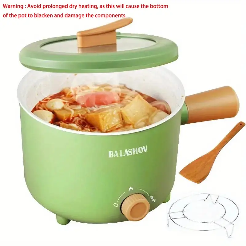 BALASHOV Portable Electric Hot Pot Cooker, Mini Multifunctional Pot with Stainless Steel Steamer, Household Kitchen Appliances for Cooking Pasta, Noodle, Steak, Porridge