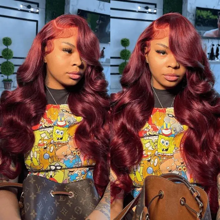[Super Deal] Hot Star 99J Burgundy Colored HD Lace Front Human Hair Wigs 13x6 Lace Frontal Human Hair Wigs For Women Raw Indian Straight and Body Wave Wigs
