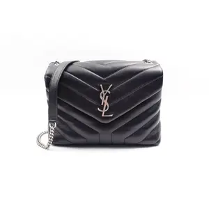 Pre-owned Yves Saint Laurent Calfskin Shoulder Bags YSL Loulou Small Black Silver Hardware Shoulder Bag T10371776