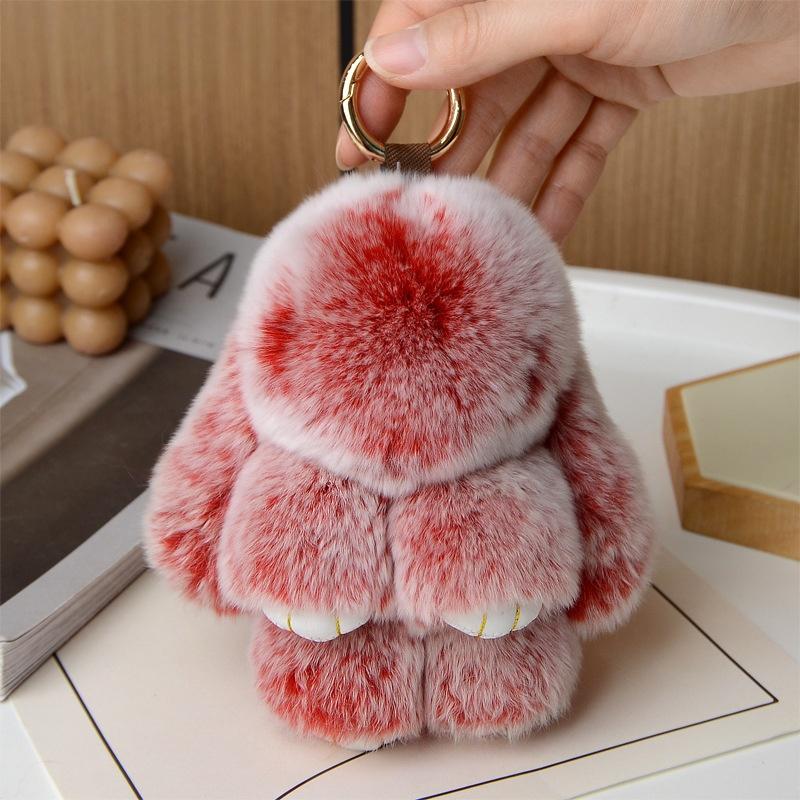 Handmade Fluffy Bunny PomPom Keychain with Designed Tin Box, – Cute Eater Basket Gift, 5.12 inches,Travel Accessory & Birthday Present for Girls & Women