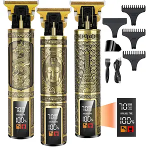 Large Screen Cordless Hair Clipper for Men with LCD Display - Professional USB Rechargeable Hair Trimmer with 3 Speed Adjustment, 3 Guide Combs, Ultra Quiet Design, Self-Home Haircut Kit