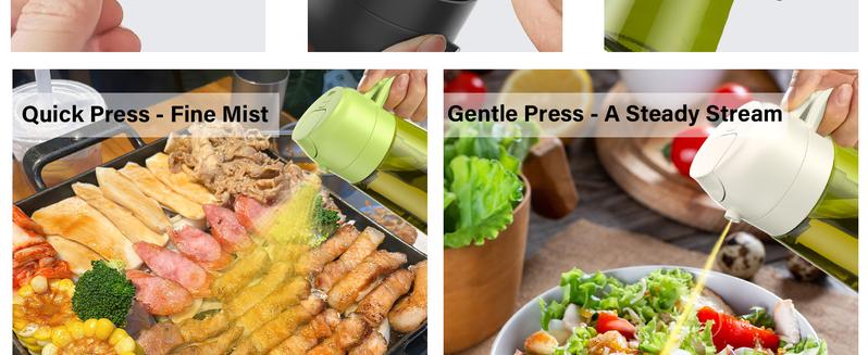 2 Count 16oz/470ml Olive Oil Dispenser Bottle for Kitchen Gadgets and Air Fryer Accessories - Olive Oil Sprayer for Cooking w/Stickers
